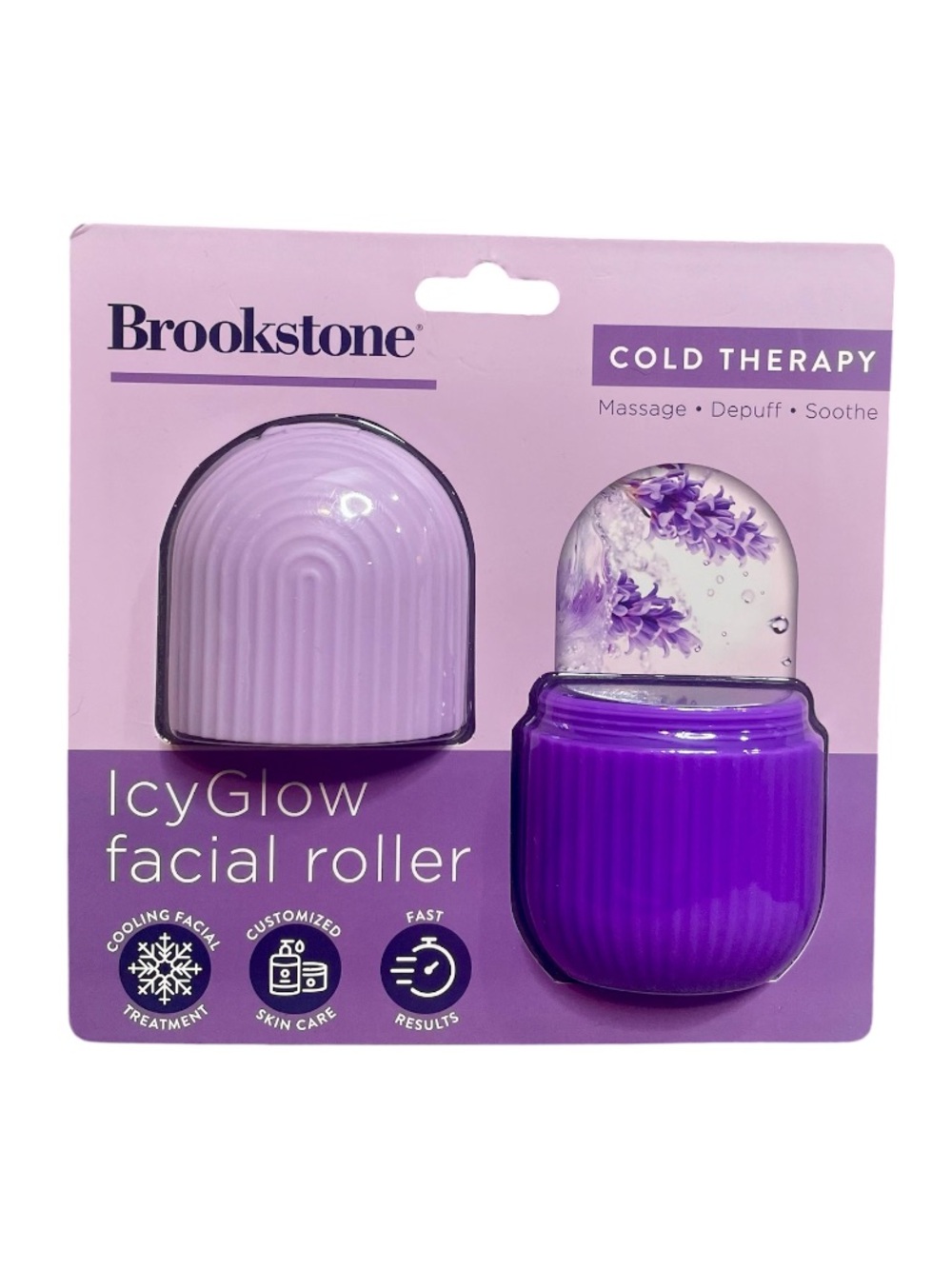 Brookstone IcyGlow Cold Therapy Massage, Depuff & Soothe Facial Roller